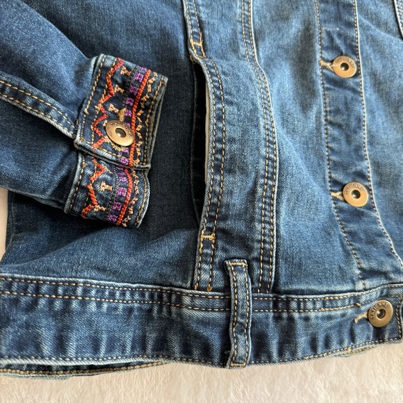 VTG TATIENNE Embroidered Rhinestone Jean Jacket S Medium Wash Trucker Stretch - Picture 5 of 14